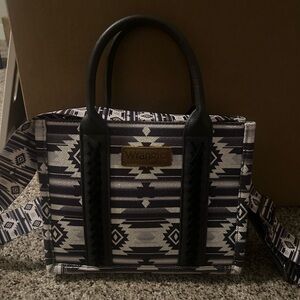 Wrangler Black and Gray Geometric Tote